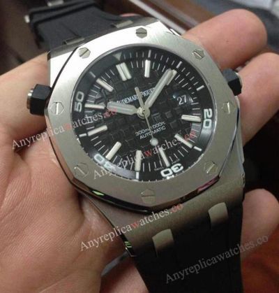 Replica Audemars Piguet Diver's Watch - Swiss 3120 - Black Dial Black Rubber Strap